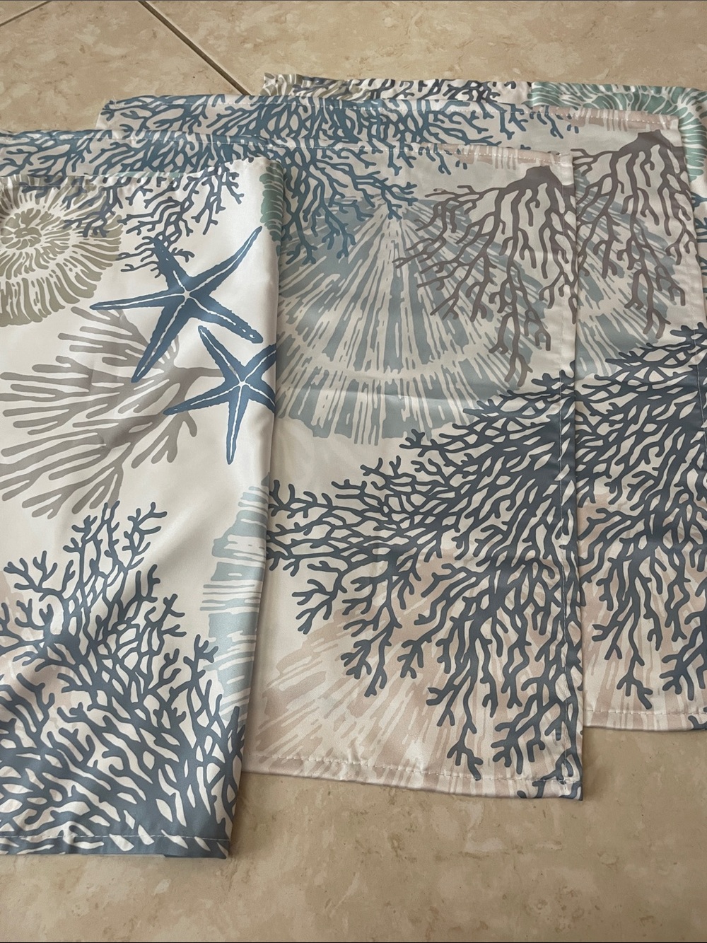 Coastal Starfish & Coral Dinner Napkin — Blue, Gray & Cream - Picture 6 of 6